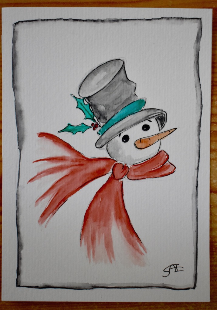 snowman wearing a top hat